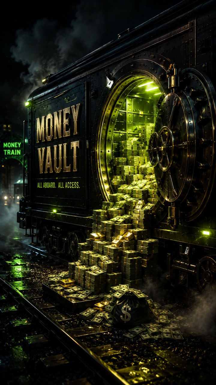 Money Vault carriage overflowing with cash